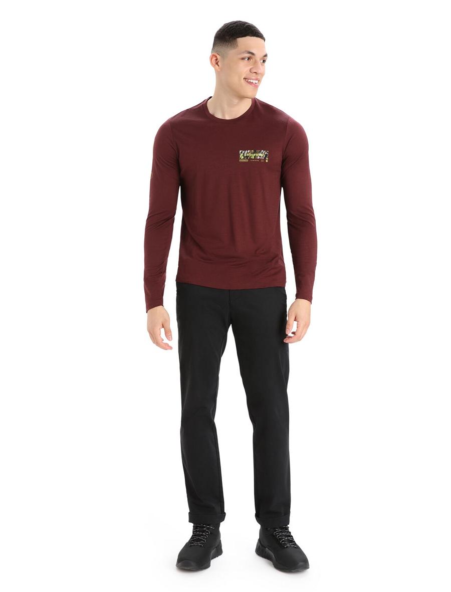 Espresso Icebreaker Merino Tech Lite II T-Shirt Summit Tread Men's Long Sleeve | AU 1236WNBY